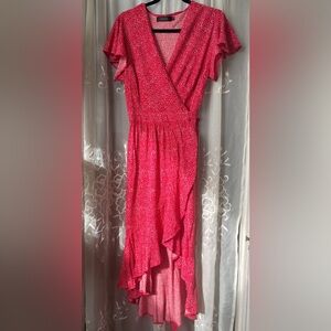 Elegant Red Floral Women's Dress